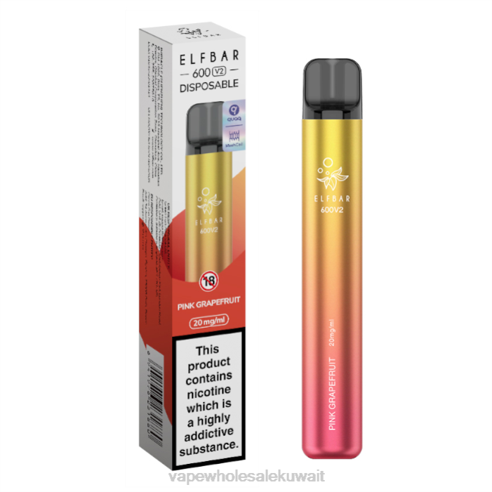 68FB291 - شراء Vape بالجملة الجريب فروت الوردي ELFBAR 600V2 20 ملغ