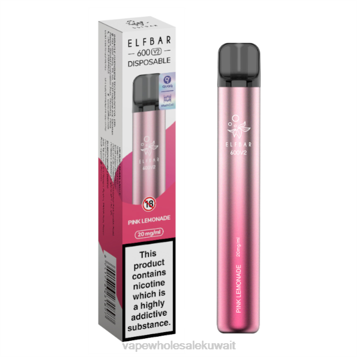 68FB292 - السجائر الالكترونية في الكويت عصير الليمون الوردي ELFBAR 600V2 20 ملغ