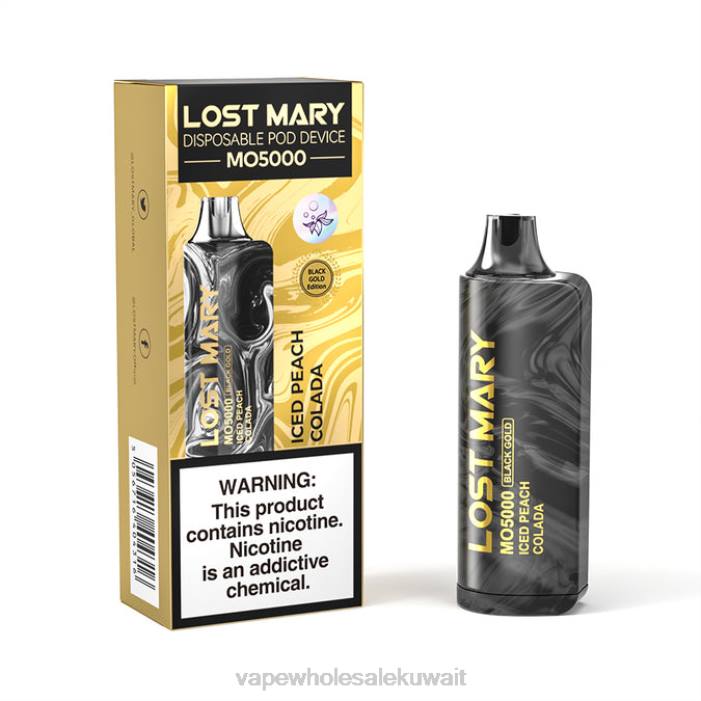 68FB345 - Vape Wholesale Kuwait كولادا الخوخ المثلج LOST MARY MO5000 الذهب الأسود 10 مل
